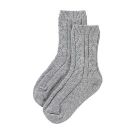 Silver Cable Knit Bed Socks