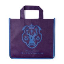 Purple Palace of Holyroodhouse bag with blue edging and crest featuring stag and sscottish thistles. 