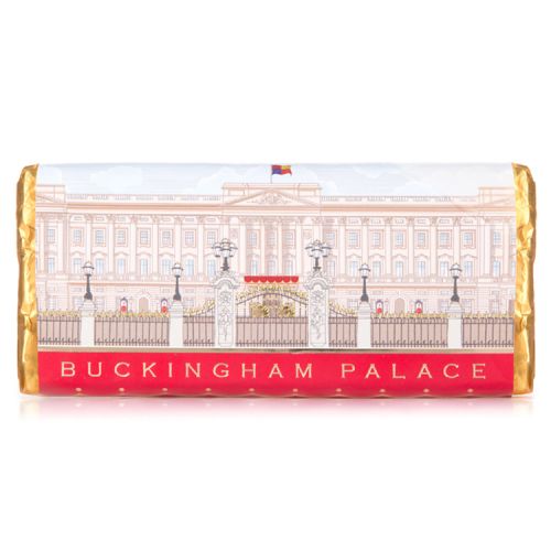 Chocolate bar wrapped an illustration of Buckingham Palace