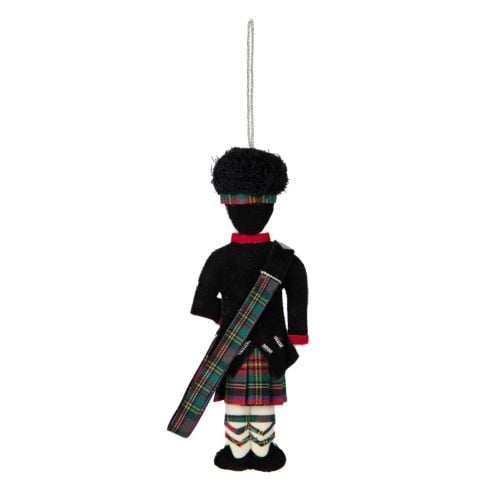 Fabric Scottish Piper Christmas Decoration Dressed in traditional attire. 