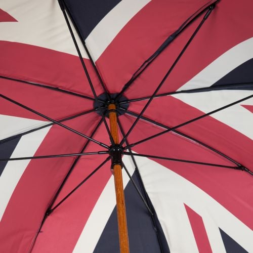 Windsor Castle Walking Umbrella with wooden handle and union flag underside. 