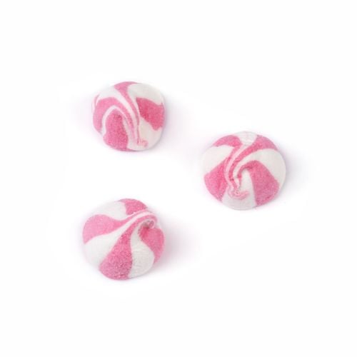 Pink striped packaging with a window featuring Buckingham Palace Party Marshmallows. 