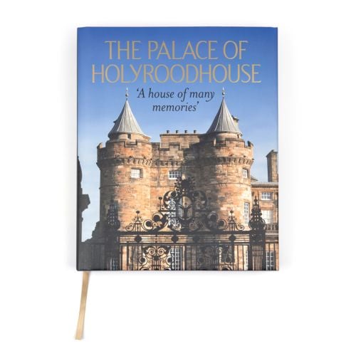 The Palace of Holyroodhouse 'A House Of Many Memories" book cover featuring the front of the Palace of Holyrood House on a sunny day. 