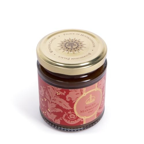 Spiced Marmalade with red Acanthus packaging and gold detailing, including a gold crown.