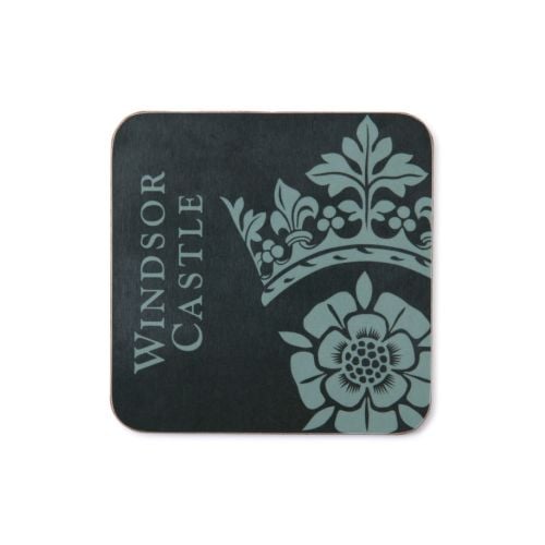 Green Windsor Castle Coaster with Crown and Tudor rose 