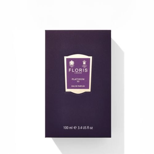 Floris Platinum 22 Eau De Parfum bottle featuring a purple label and royal warrants. 