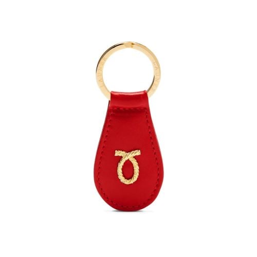 Launer Red Keyfob with gold detailing. 