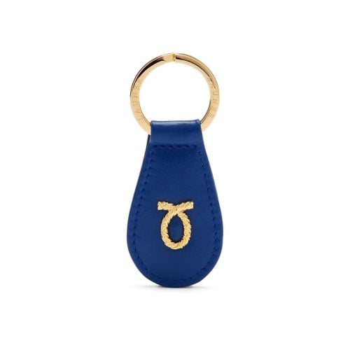 Launer Blue Keyfob with gold detailing. 