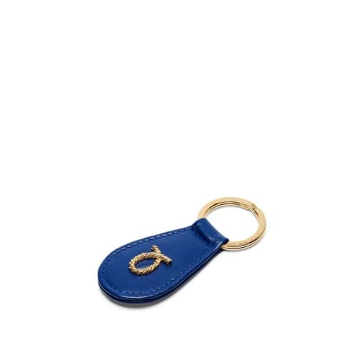 Launer Blue Keyfob with gold detailing. 