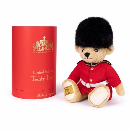 Guardsman Merrythough Teddy Bear in red livery and bearskin hat. 