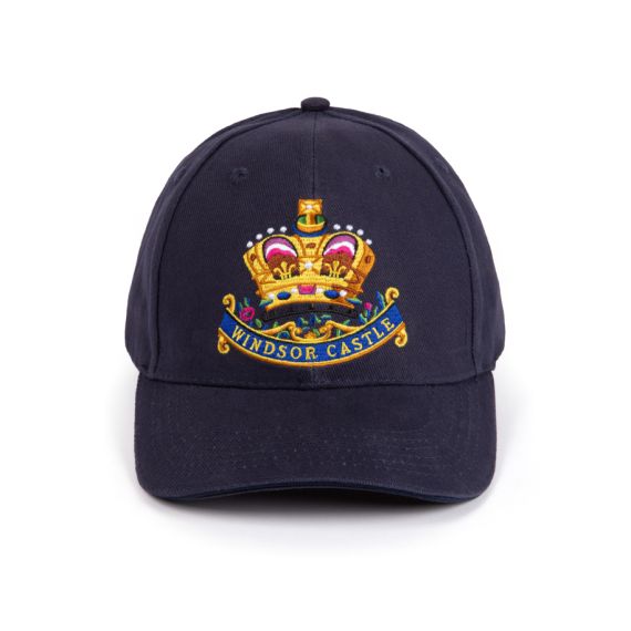 Navy Windsor Castle Baseball Cap featuring crown and "Windsor Castle" embroidered on front. 