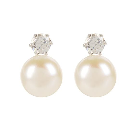 pearl earrings with a crystal stud