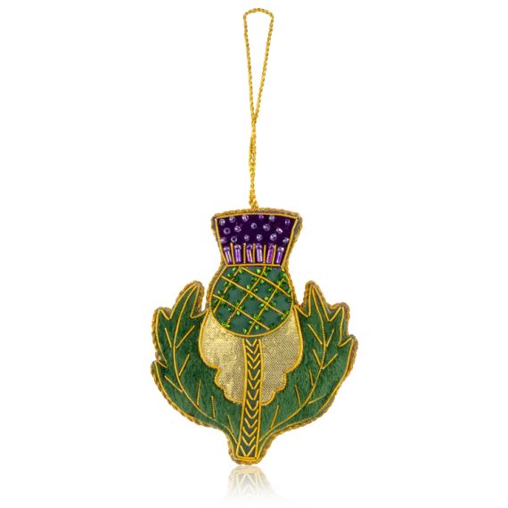 Palace of Holyroodhouse Thistle fabric christmas decoration. 