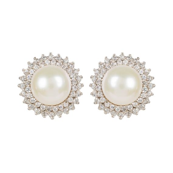 Pearl centred earrings with a crystal surround. 