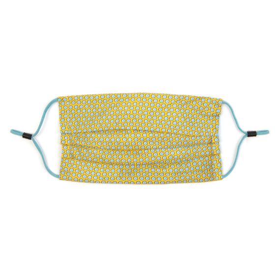 yellow printed face covering with adjustable straps