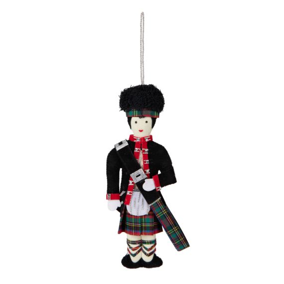 Fabric Scottish Piper Christmas Decoration Dressed in traditional attire. 