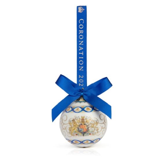 Coronation Bauble with blue ribbon