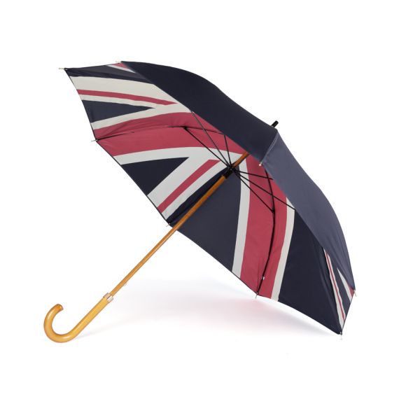 Windsor Castle Walking Umbrella with wooden handle and union flag underside. 