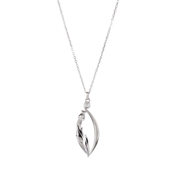 pendant of a thistle on a silver chain