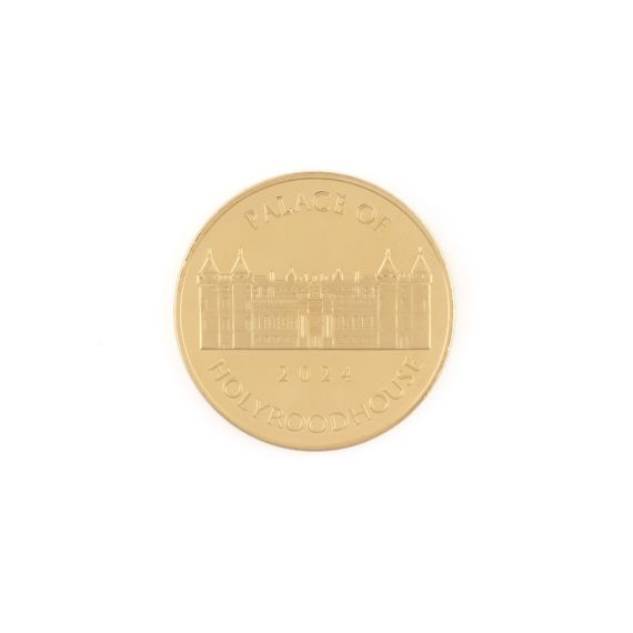 Gold Palace of Holyroodhouse 2024 coin featuring the Palace Facade on the front. 