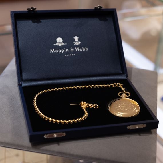 Mappin & Webb Gold Livery Pocket Watch in box. 