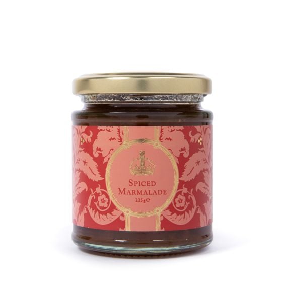 Spiced Marmalade with red Acanthus packaging and gold detailing, including a gold crown.