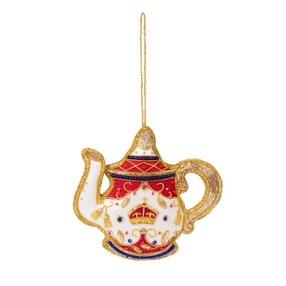 Livery Teapot decoration with crown at centre with red and gold details