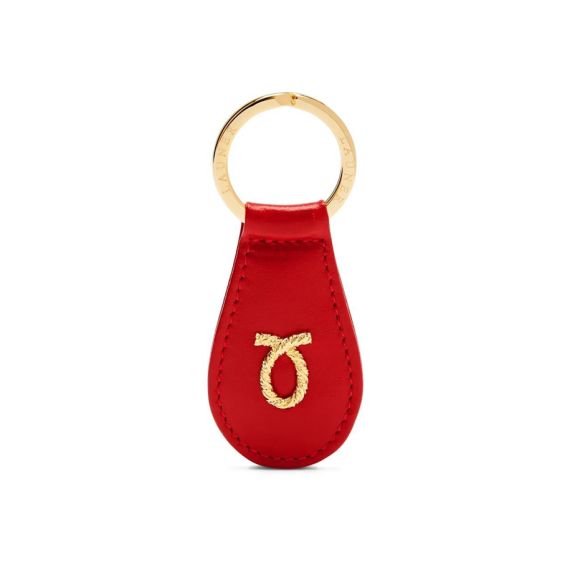 Launer Red Keyfob with gold detailing. 